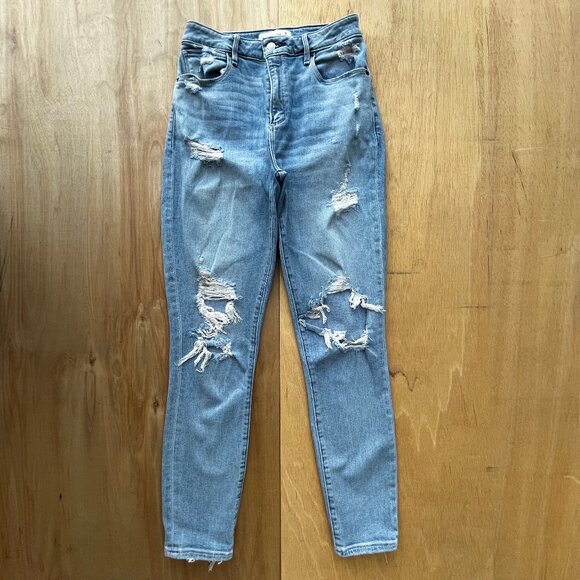 ABERCROMBIE & FITCH CURVE LOVE HIGH RISE SUPER SKINNY ANKLE WOMEN’S JEANS 28/6 - Picture 2 of 16